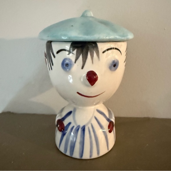 Other - Vintage Kitsch Blue Figural Covered Ceramic Egg Cup Holder‎ Japan Cute trinket